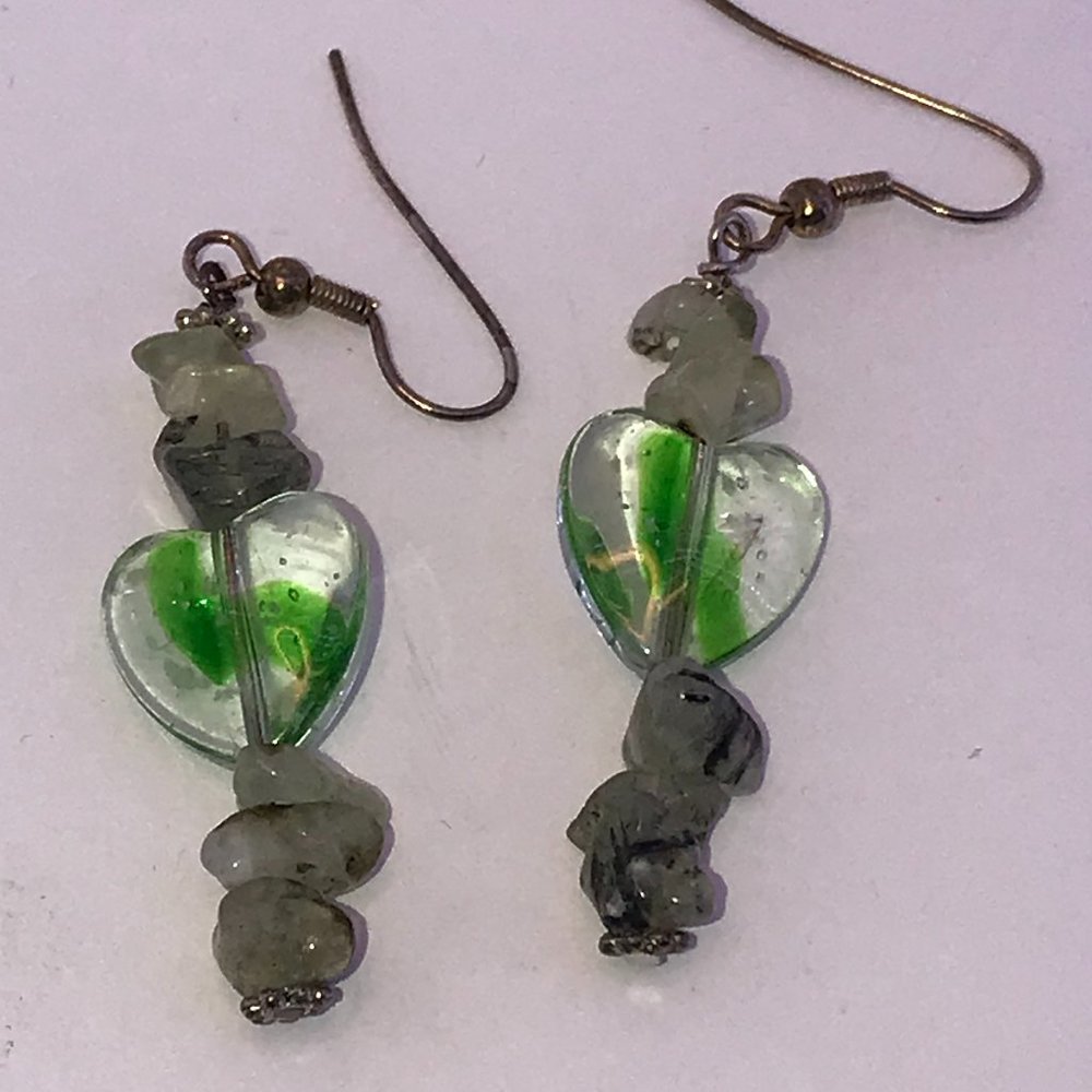 Prehnite Heart Earrings